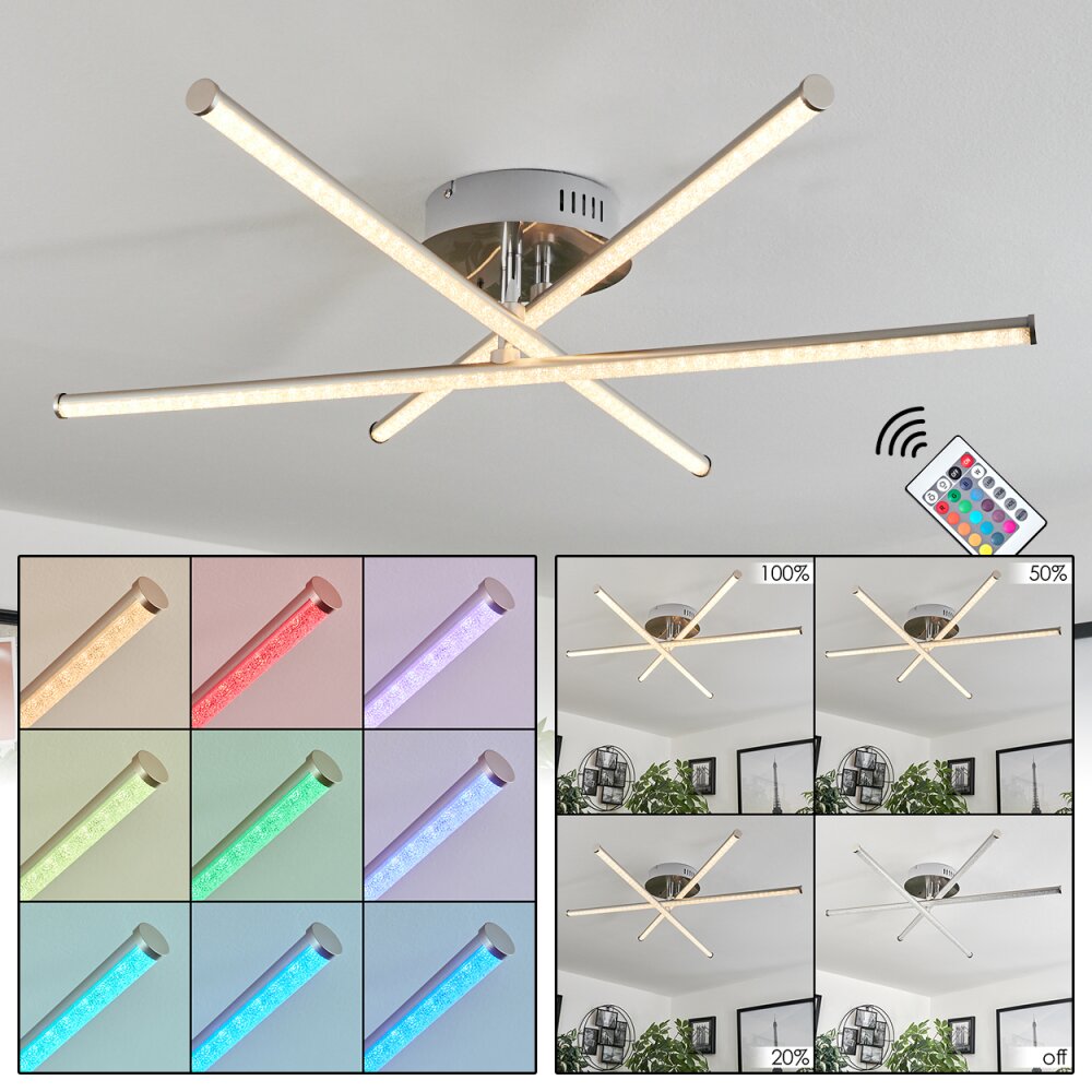 Noppa Deckenleuchte LED Chrom, Nickel-Matt, 3-flammig, Fernbedienung, Farbwechsler main product photo