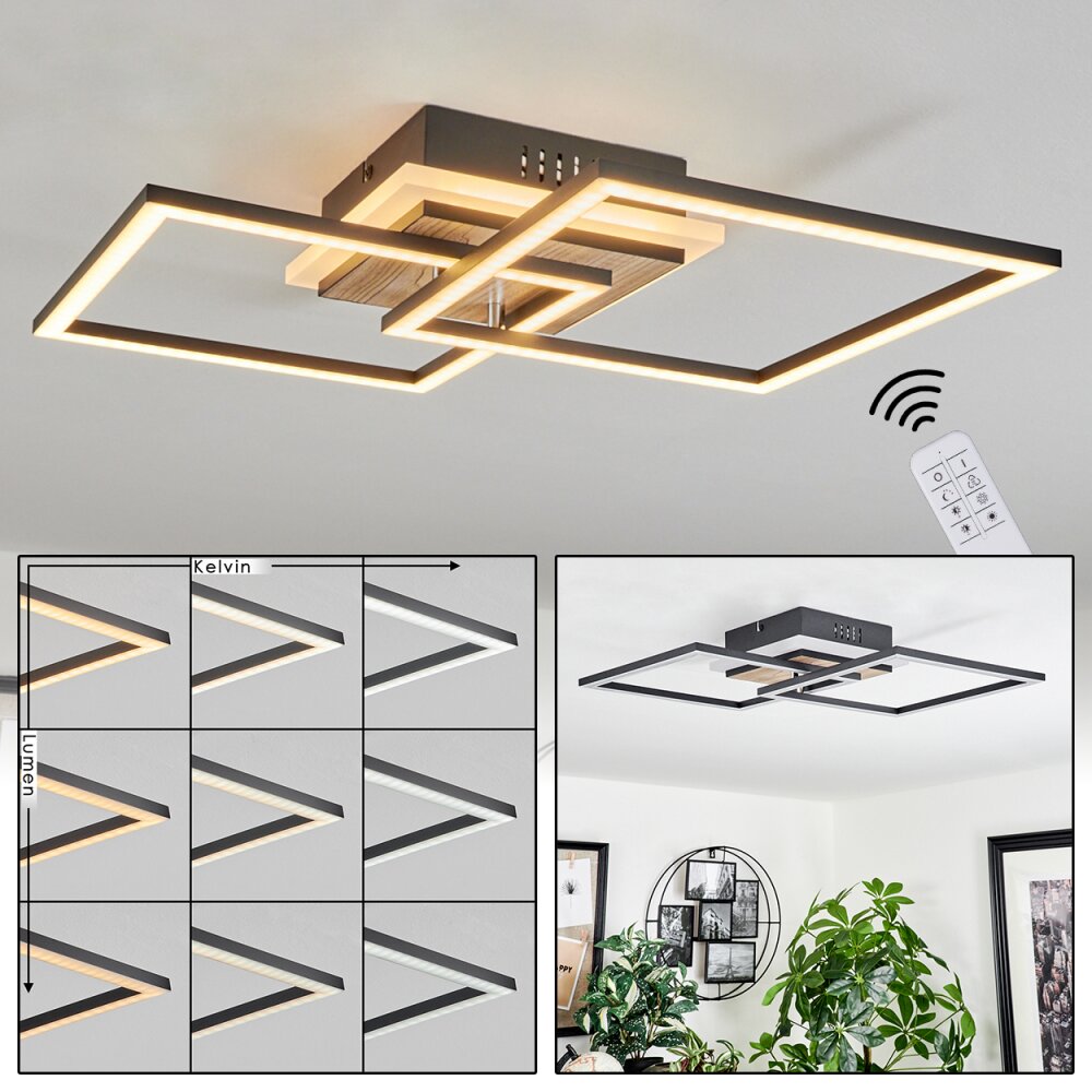Audouin Deckenleuchte LED Holzoptik, 1-flammig, Fernbedienung main product photo