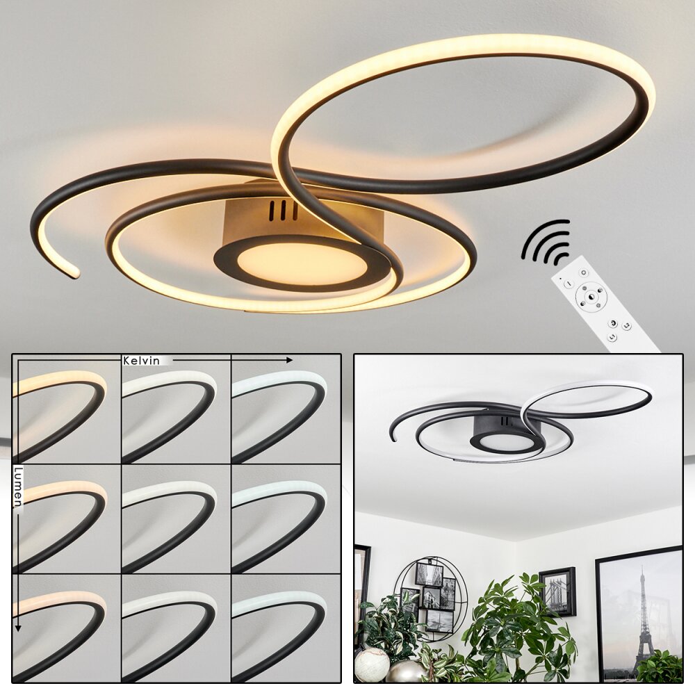 Olok Deckenleuchte LED Schwarz, 1-flammig, Fernbedienung main product photo