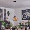 Koyoto Hängeleuchte Glas 25 cm Edelstahlfarben, Schwarz, 1-flammig