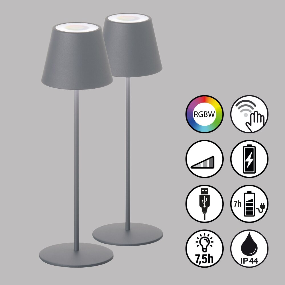 FHL easy 2er Set Cosenza Tischleuchte LED Grau, 1-flammig, Farbwechsler main product photo