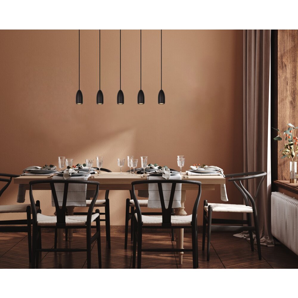 Lucide EVORA Pendelleuchte Schwarz, 5-flammig main product photo