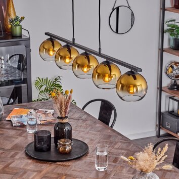 Koyoto Pendelleuchte Glas 15 cm Gold, 5-flammig