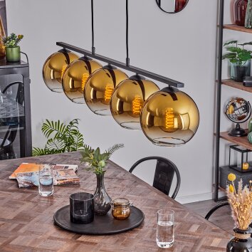 Koyoto Pendelleuchte Glas 20 cm Gold, Klar, 5-flammig Koyoto Pendelleuchte Glas 20 cm Gold, Klar, 5-flammig