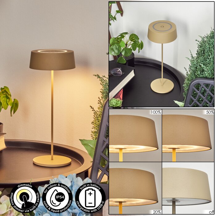 Kouvi Außentischleuchte LED Gold, 1-flammig