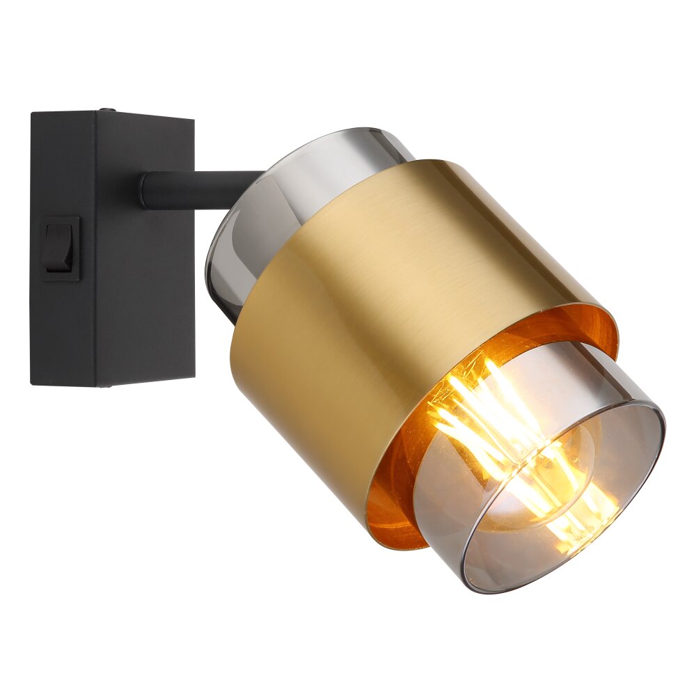 Globo MILLEY Wandleuchte Messing, Schwarz, 1-flammig main product photo