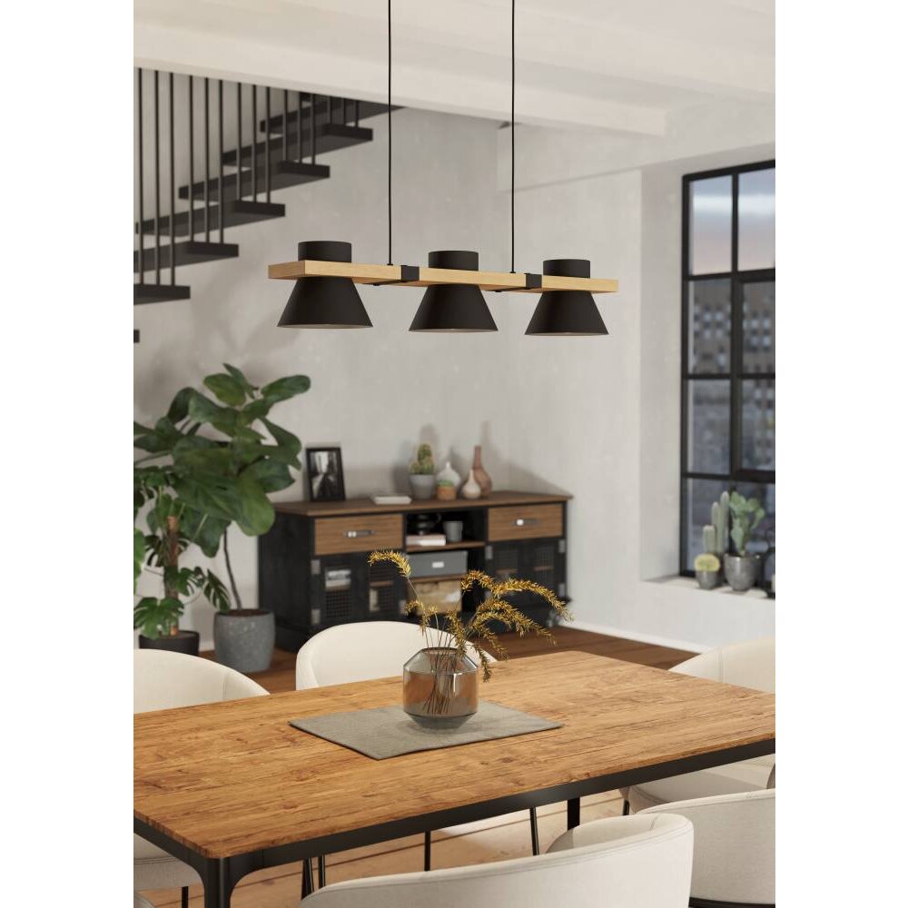 Eglo MACCLES Hängeleuchte Naturfarben, Schwarz, 3-flammig main product photo