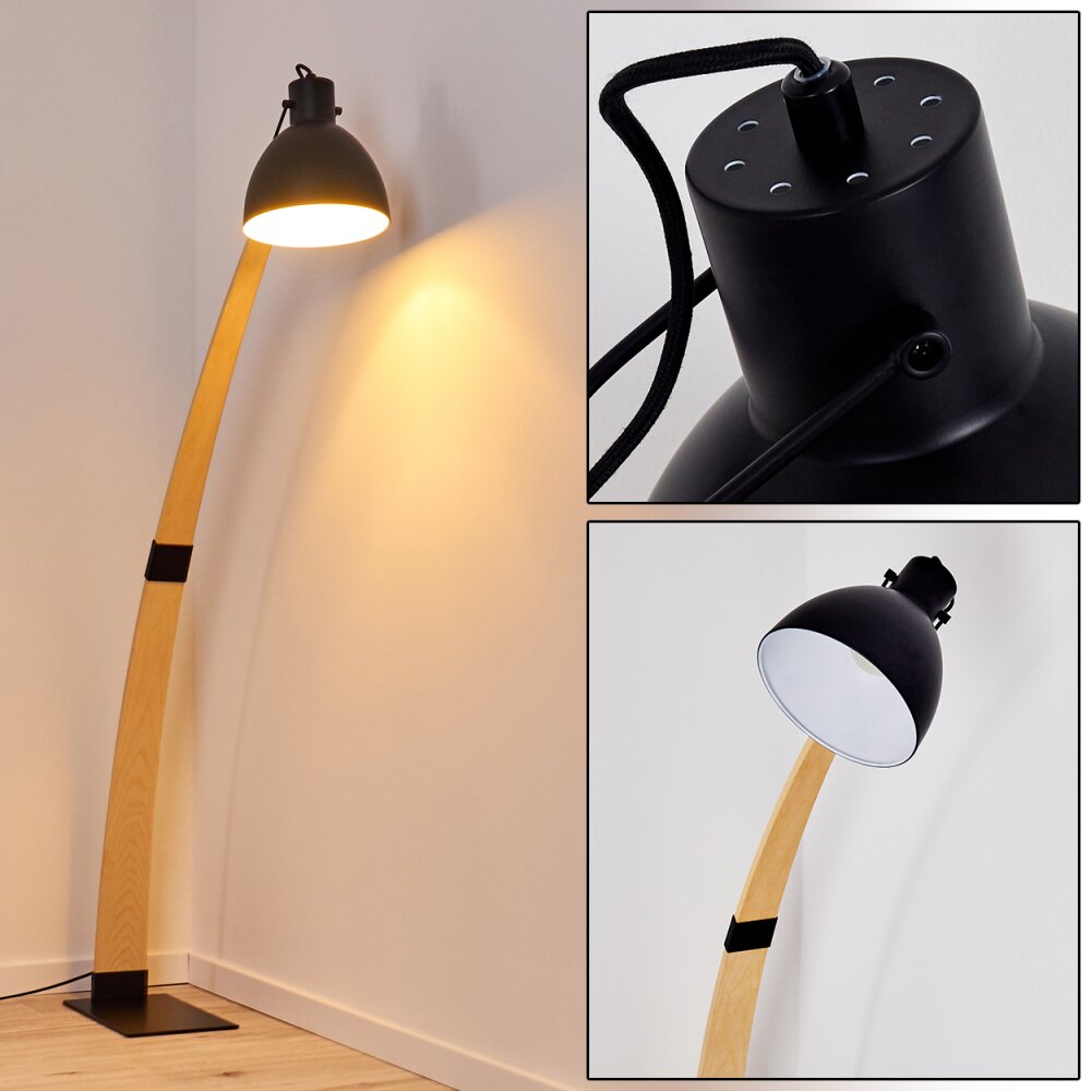 Higashi Bogenleuchte Holz hell, Schwarz, 1-flammig main product photo