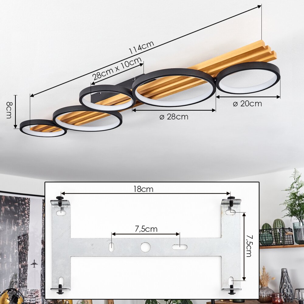 Rodekro Deckenleuchte LED Schwarz, Weiß, 1-flammig