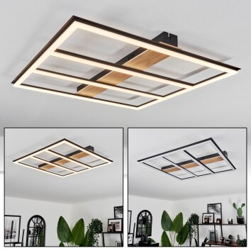 Nganbeto Deckenleuchte LED Holzoptik, Schwarz, 1-flammig