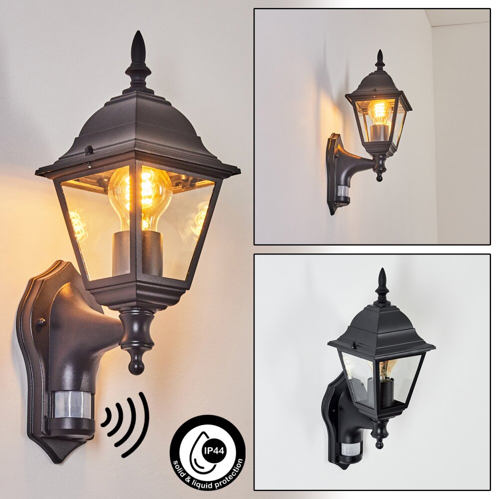 Naofe Außenwandleuchte Schwarz, 1-flammig, Bewegungsmelder main product photo