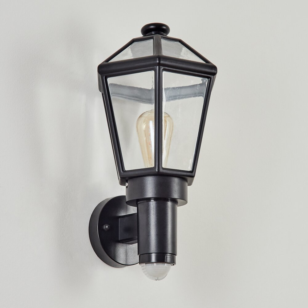 Catigny Außenwandleuchte Schwarz, 1-flammig, Bewegungsmelder