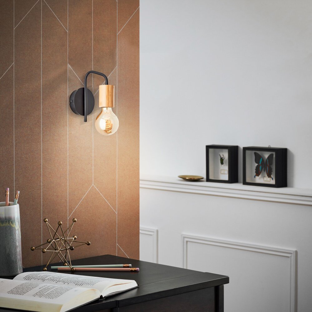 Brilliant Elyna Wandleuchte Naturfarben, Schwarz, 1-flammig main product photo