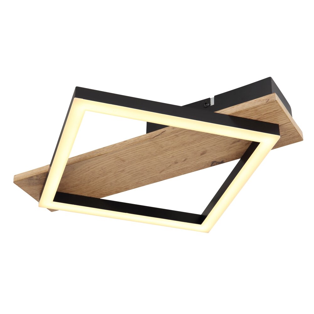 Globo BEATRIX Deckenleuchte LED Holzoptik, Schwarz, 1-flammig main product photo