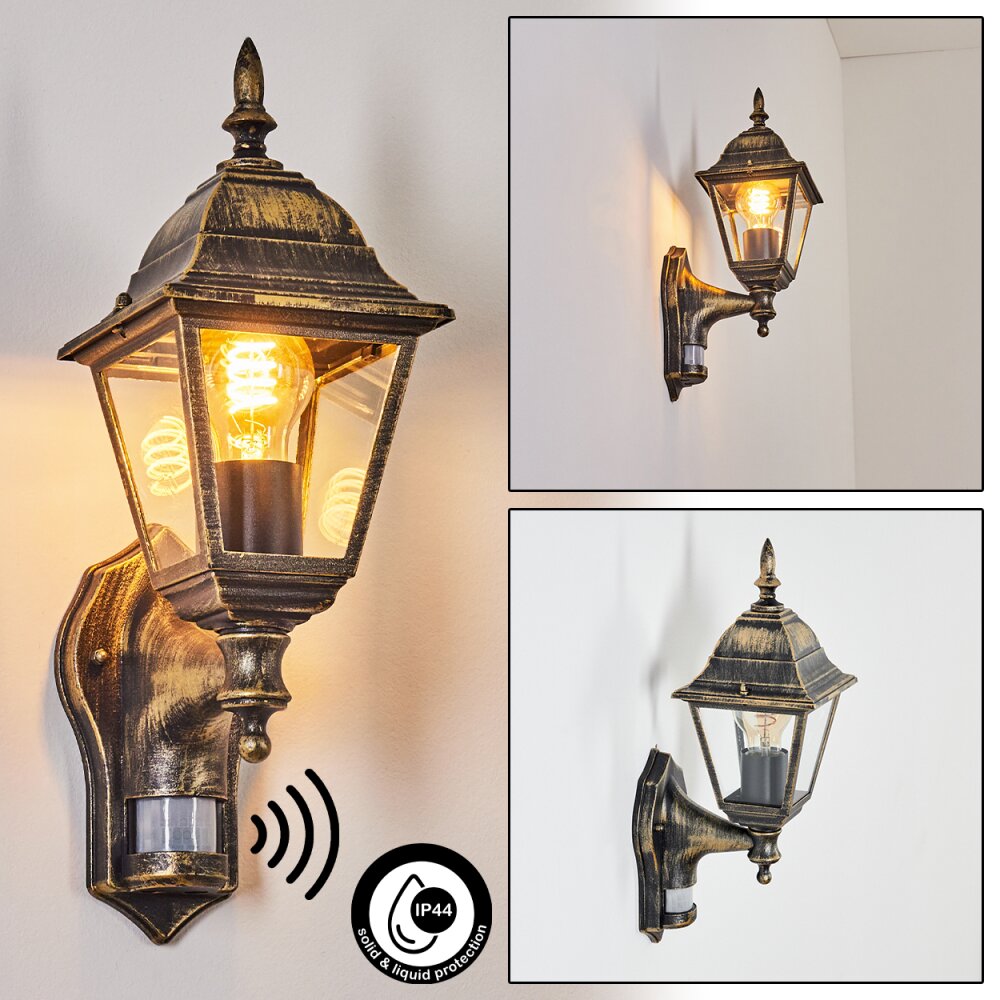 Naofe Außenwandleuchte Braun, Gold, 1-flammig, Bewegungsmelder main product photo
