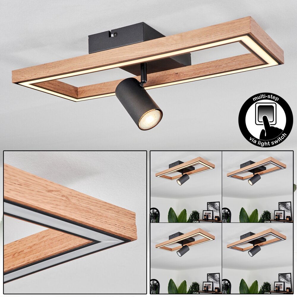Fairburn Deckenleuchte LED Braun, Holzoptik, Schwarz, 2-flammig main product photo