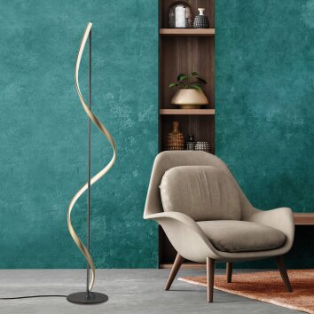 Paul Neuhaus Q-SWING Stehleuchte LED Anthrazit, Gold, 1-flammig, Fernbedienung
