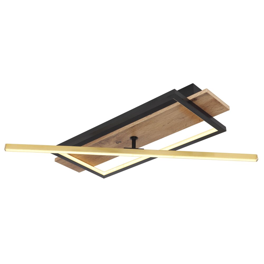 Globo BEATRIX Deckenleuchte LED Holzoptik, Schwarz, 2-flammig main product photo