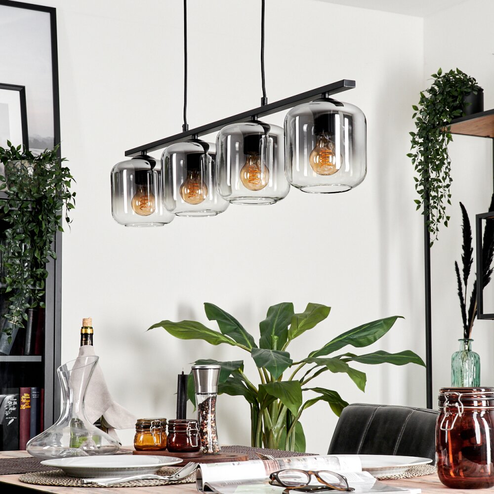 Lauden Pendelleuchte Glas 15 cm Klar, Rauchfarben, 4-flammig