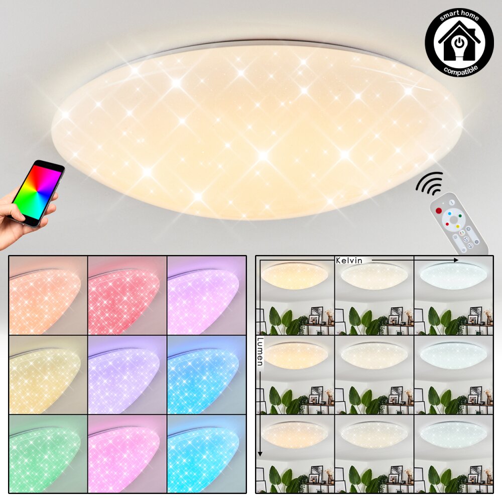 Melres Deckenleuchte LED Weiß, 1-flammig, Fernbedienung main product photo