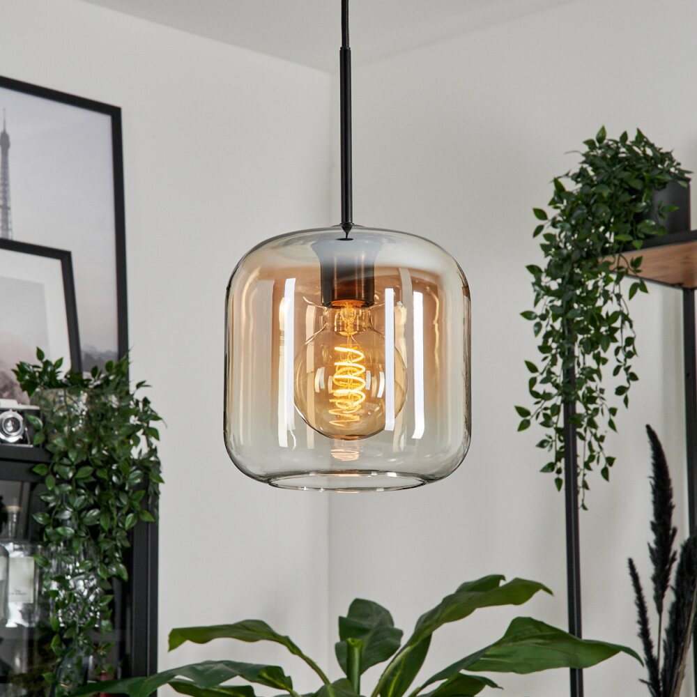 Lauden Hängeleuchte Glas 20cm Bernsteinfarben, Klar, 1-flammig