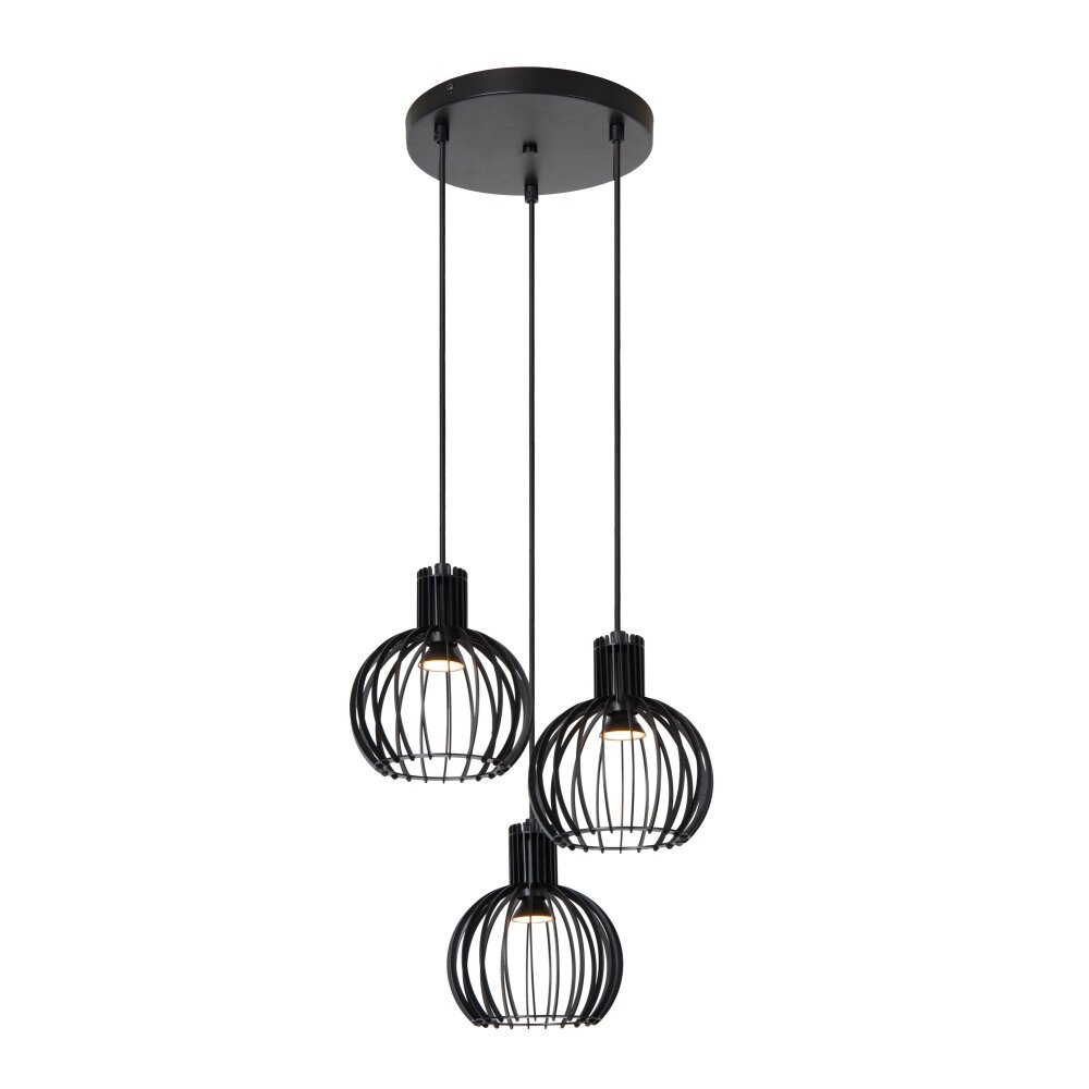 Lucide MIKAELA Pendelleuchte Schwarz, 3-flammig main product photo