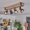 Safari Deckenleuchte Naturfarben, Schwarz, 4-flammig