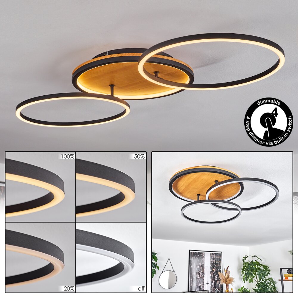 Cardozo Deckenleuchte LED Naturfarben, Schwarz, 1-flammig main product photo