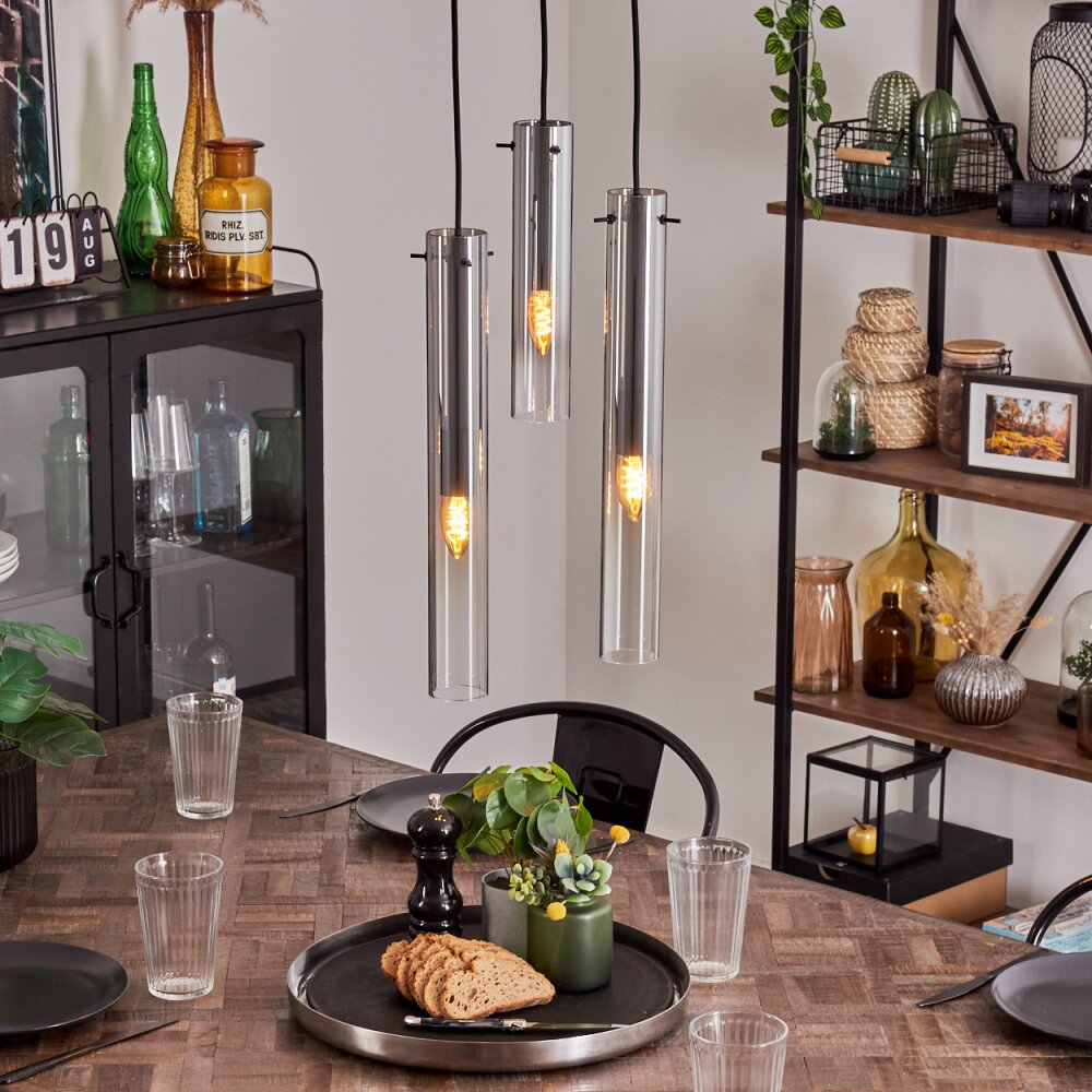 Caimitte Hängeleuchte Klar, Rauchfarben, 3-flammig main product photo