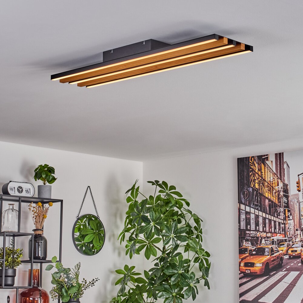 Favorina Deckenpanel LED Naturfarben, Schwarz, 1-flammig, Fernbedienung