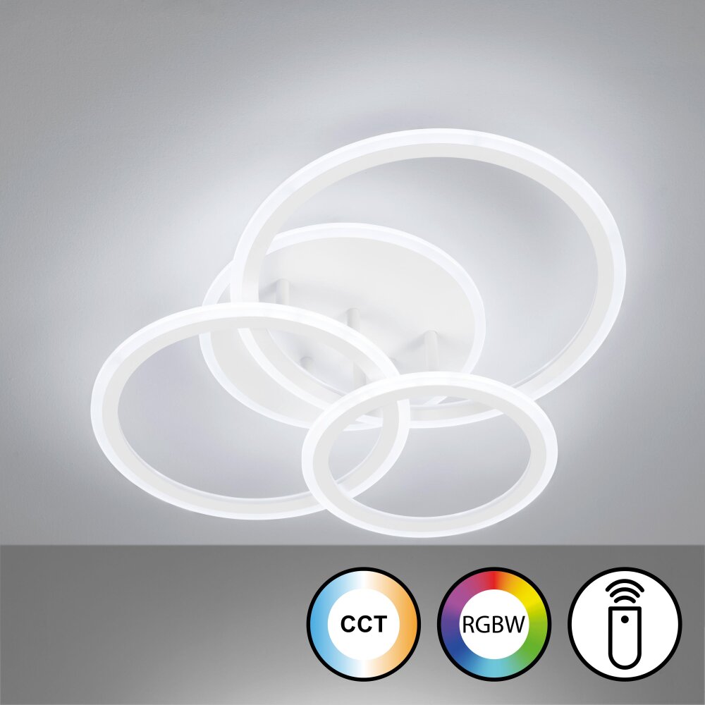 Fischer & Honsel Gelder Deckenleuchte LED Weiß, 1-flammig, Fernbedienung, Farbwechsler main product photo