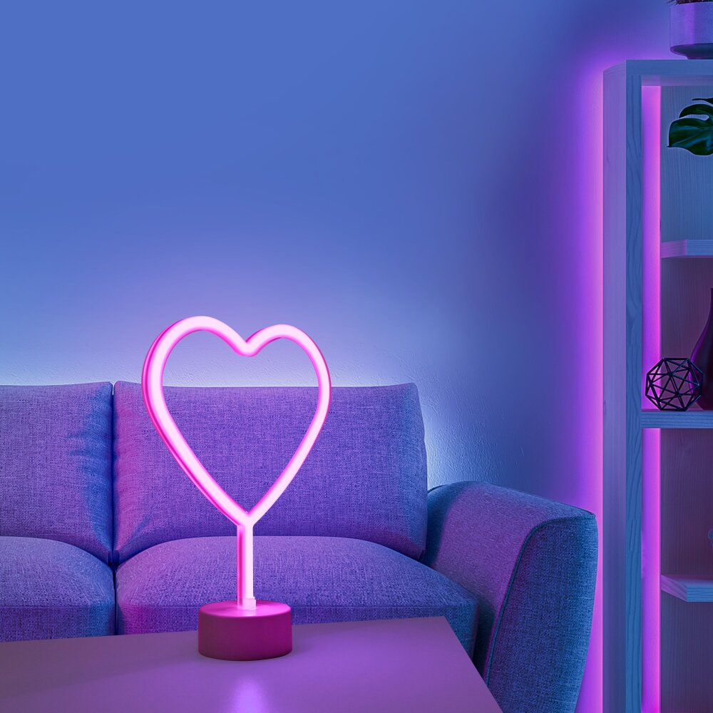 Leuchten Direkt NEON-HERZ Dekoleuchte LED Pink, 1-flammig main product photo