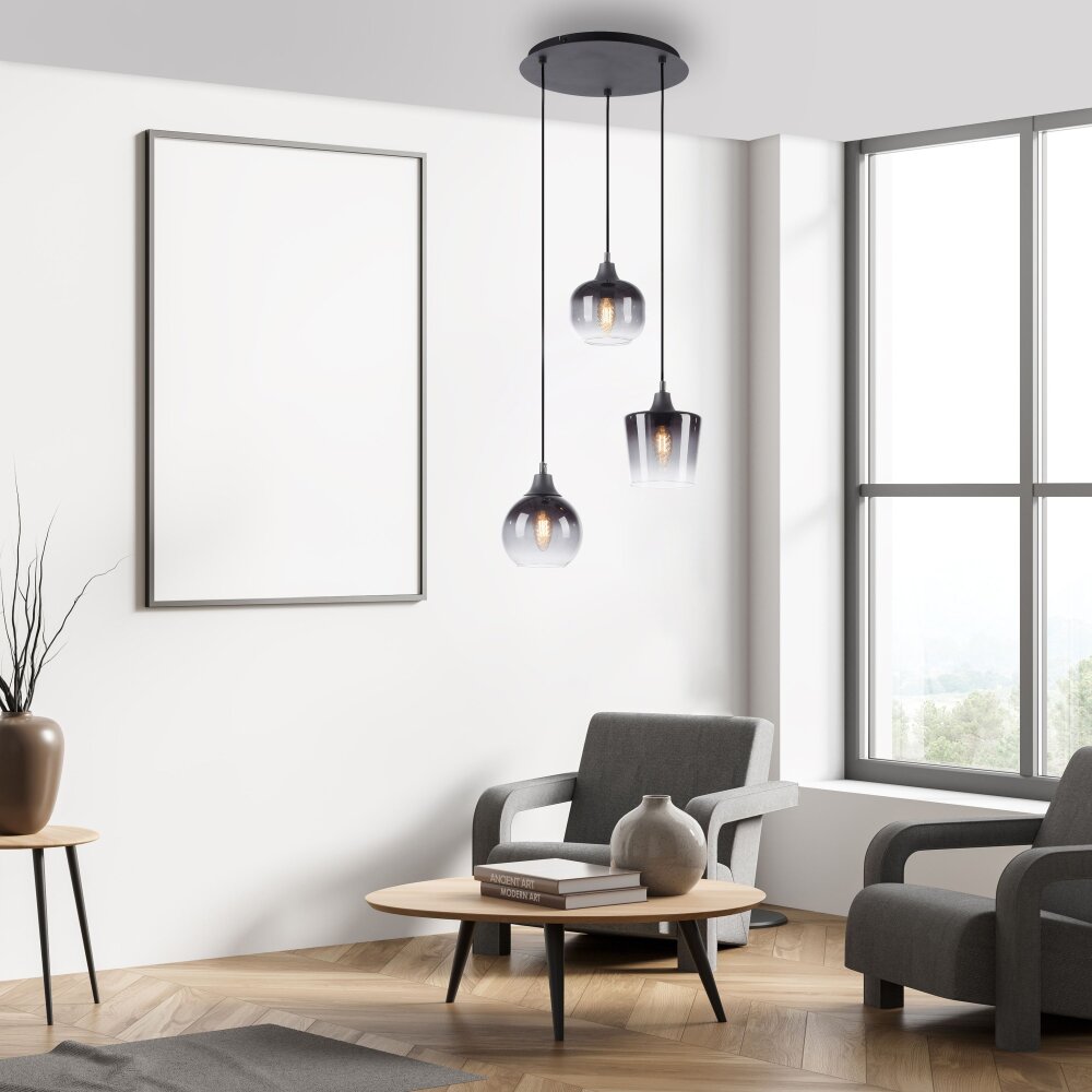 Leuchten Direkt ZEA Pendelleuchte Schwarz, 3-flammig main product photo
