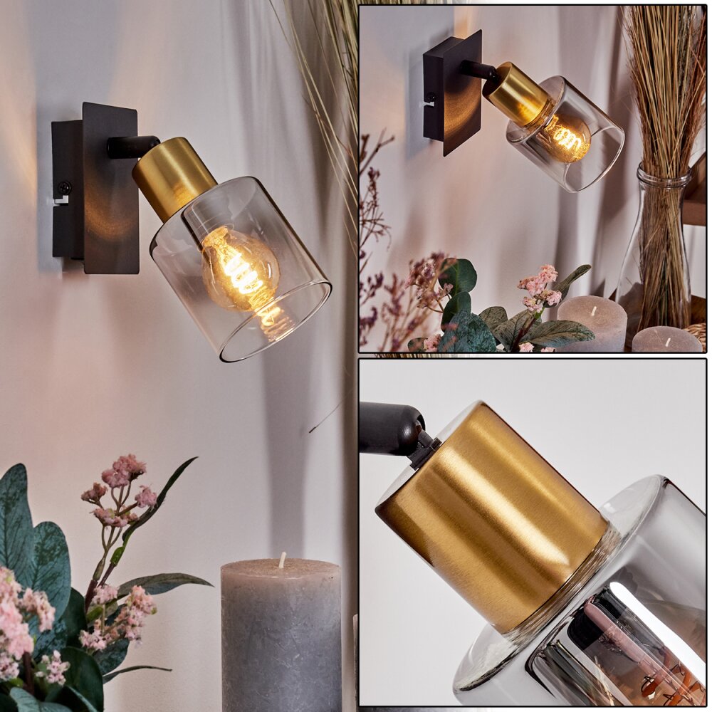 Leteque Wandleuchte Messing, Schwarz, 1-flammig main product photo