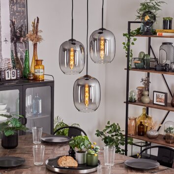 Apedo Hängeleuchte Glas 20cm Klar, Rauchfarben, 3-flammig