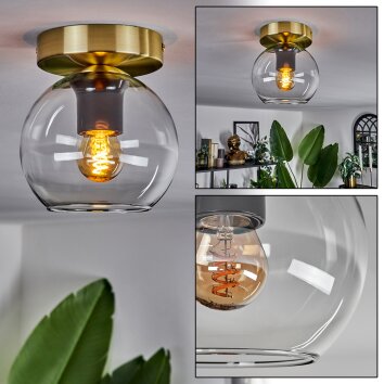 Koyoto Deckenleuchte Glas 15 cm Messing, Schwarz, 1-flammig