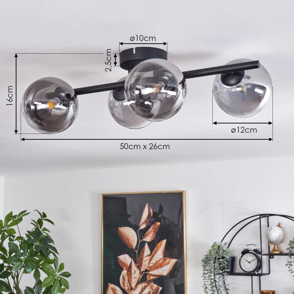 Chehalis Deckenleuchte Glas 12 cm Klar, Rauchfarben, 4-flammig