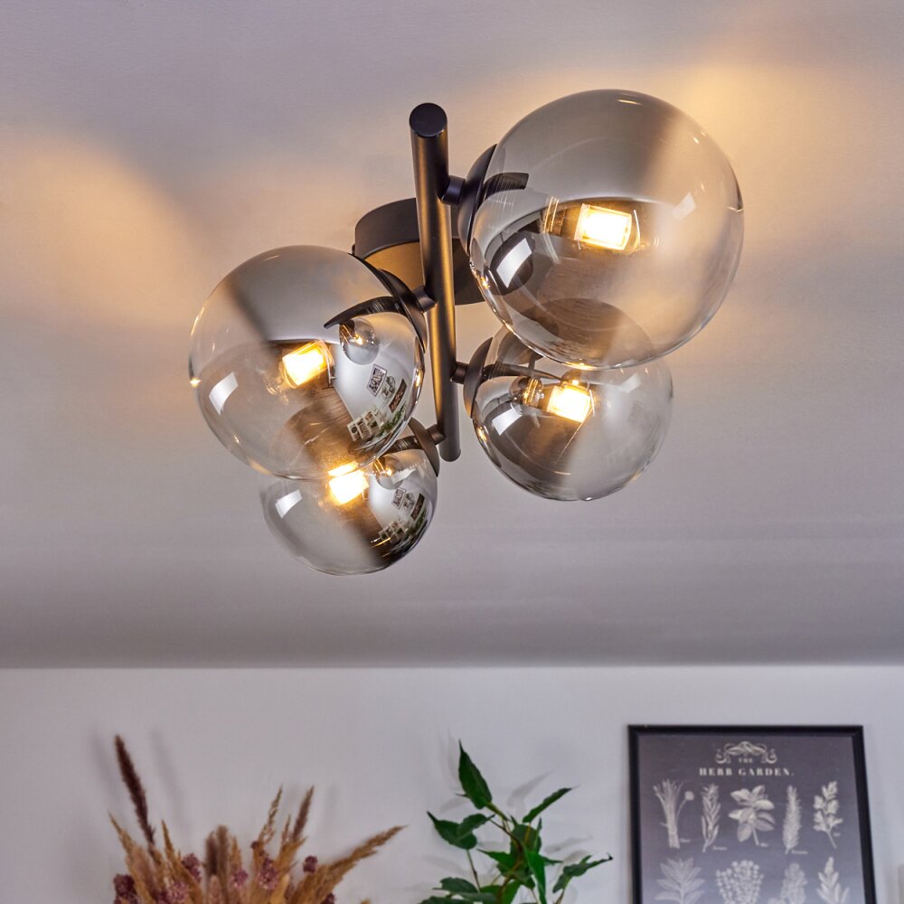 Chehalis Deckenleuchte Glas 12 cm Klar, Rauchfarben, 4-flammig