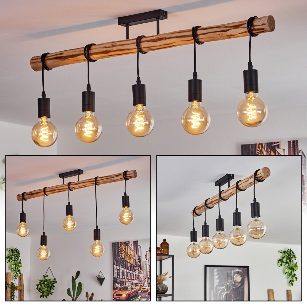 Soungou Deckenleuchte Naturfarben, Schwarz, 5-flammig main product photo