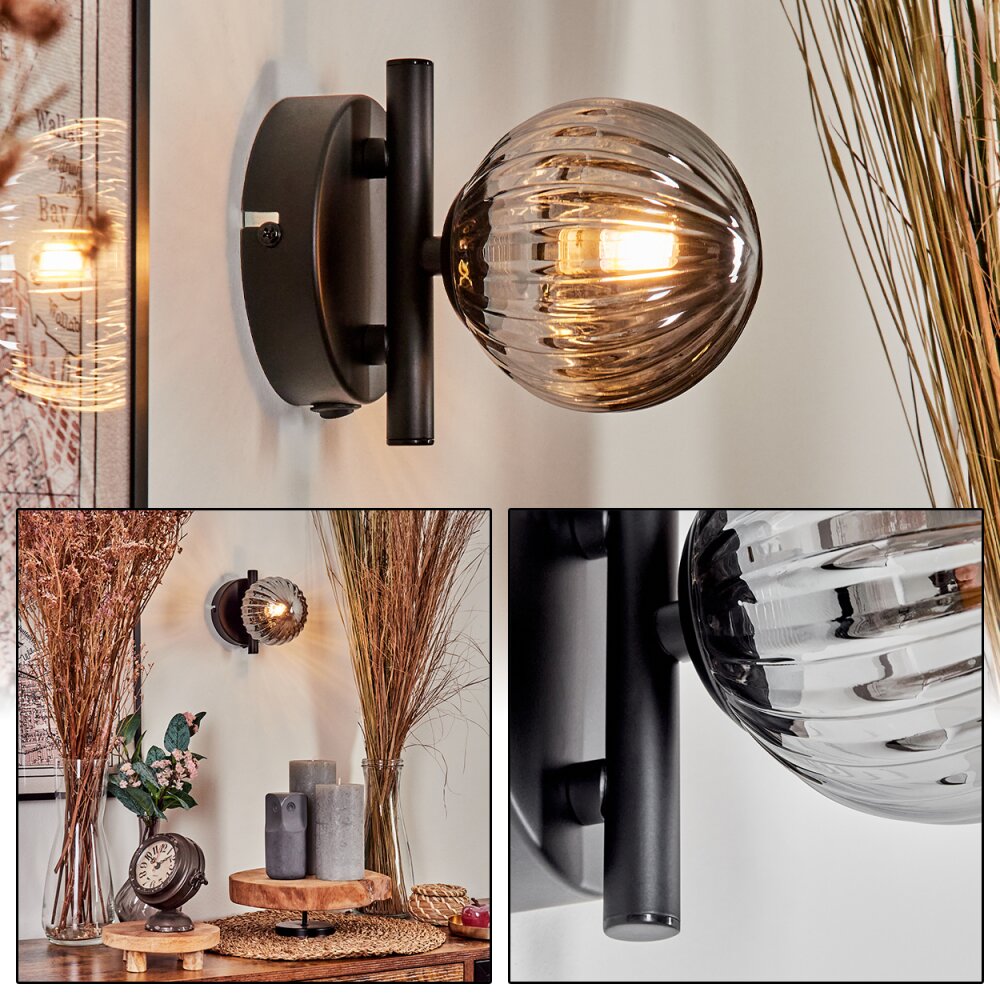 Chehalis Wandleuchte Glas 10 cm Rauchfarben, 1-flammig main product photo