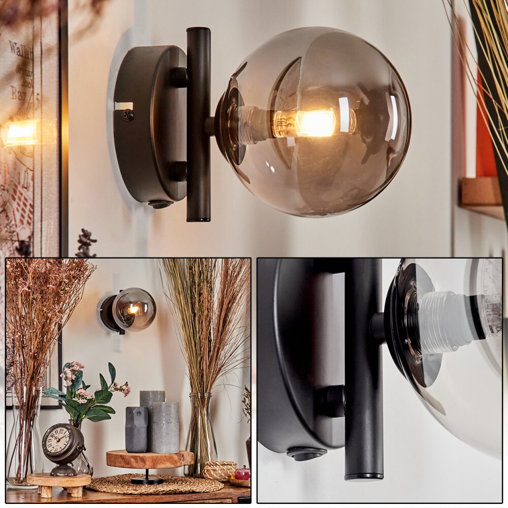 Chehalis Wandleuchte Glas 12 cm Rauchfarben, 1-flammig main product photo