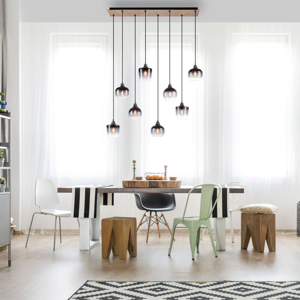 Leuchten Direkt GREEN ZEA Pendelleuchte Naturfarben, Schwarz, 8-flammig main product photo