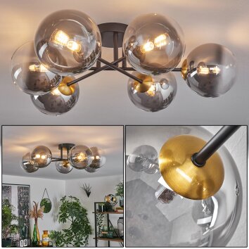 Chehalis Deckenleuchte Glas 15 cm Gold, Schwarz, 6-flammig