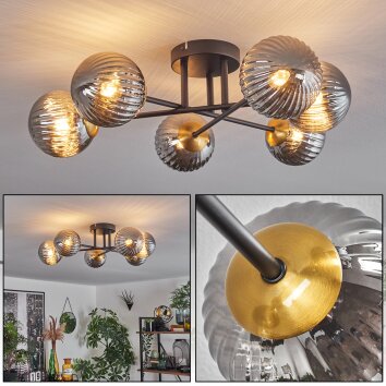 Chehalis Deckenleuchte Glas 12 cm Gold, Schwarz, 6-flammig Chehalis Deckenleuchte Glas 12 cm Gold, Schwarz, 6-flammig