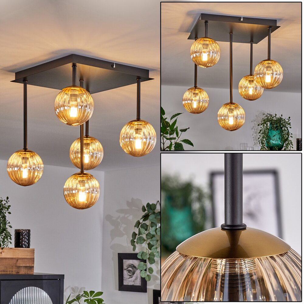 Chehalis Deckenleuchte Glas 10 cm Gold, Schwarz, 5-flammig main product photo