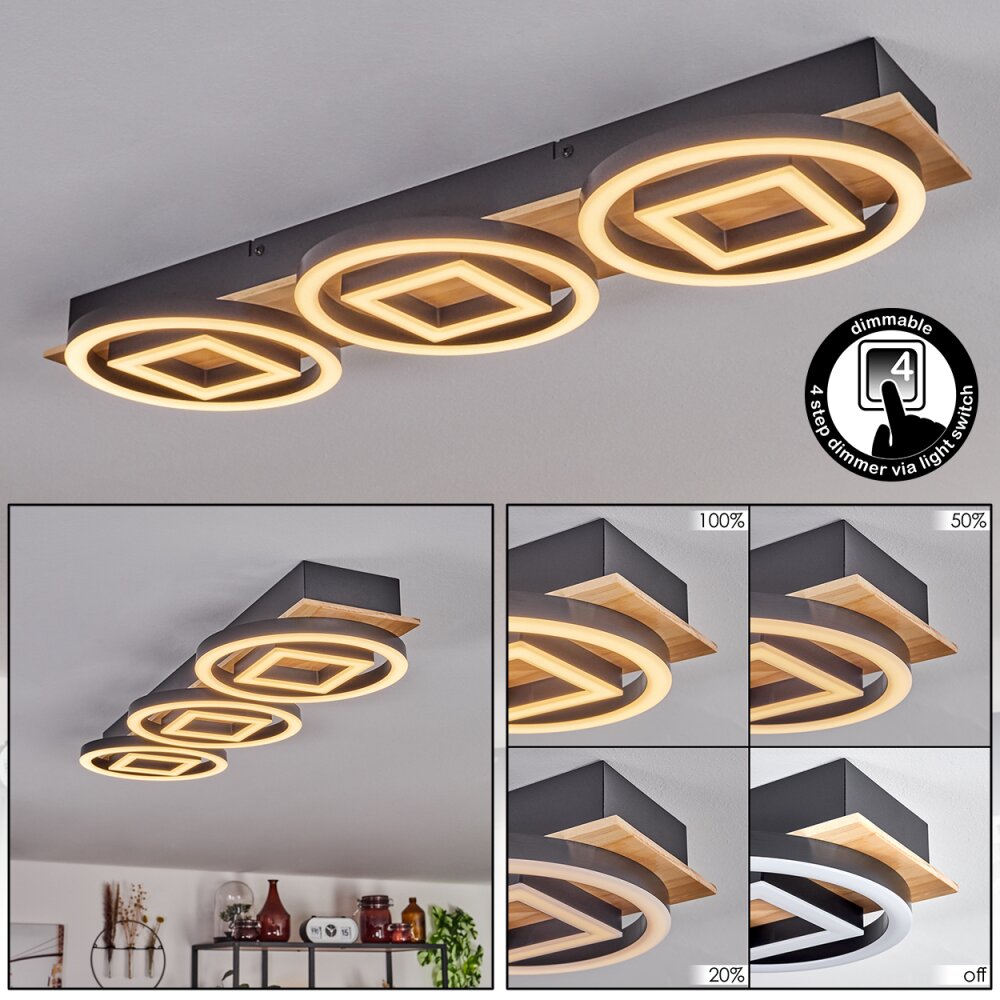 Taboneira Deckenleuchte LED Naturfarben, Schwarz, 3-flammig main product photo