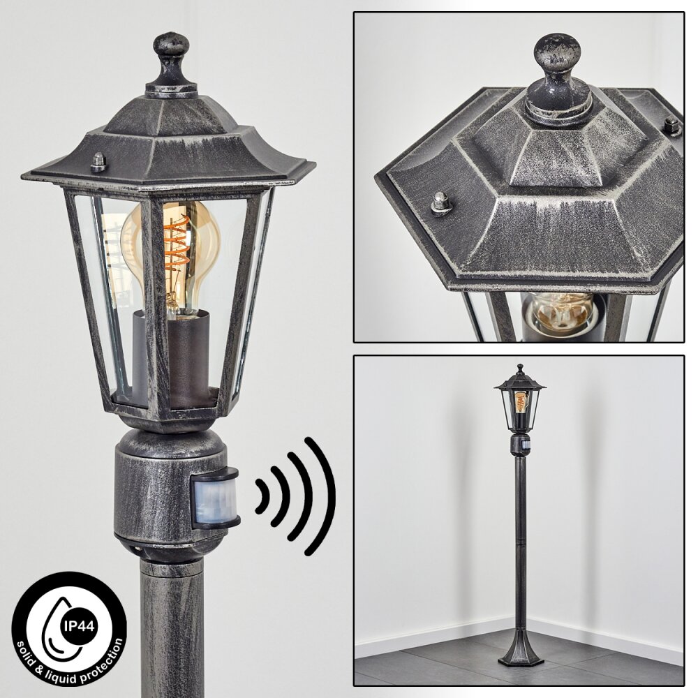 Loria Wegeleuchte Schwarz, Silber, 1-flammig, Bewegungsmelder main product photo