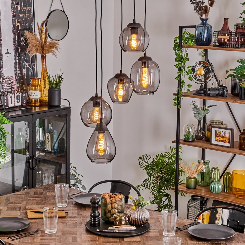 Echallens Hängeleuchte Schwarz, 5-flammig main product photo