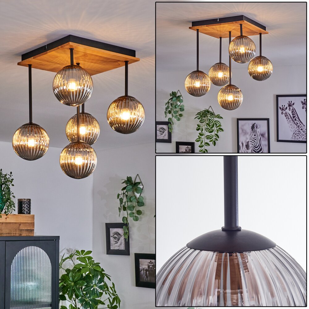 Chehalis Deckenleuchte Glas 12 cm Naturfarben, Schwarz, 5-flammig main product photo