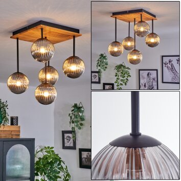 Chehalis Deckenleuchte Glas 12 cm Naturfarben, Schwarz, 5-flammig Chehalis Deckenleuchte Glas 12 cm Naturfarben, Schwarz, 5-flammig